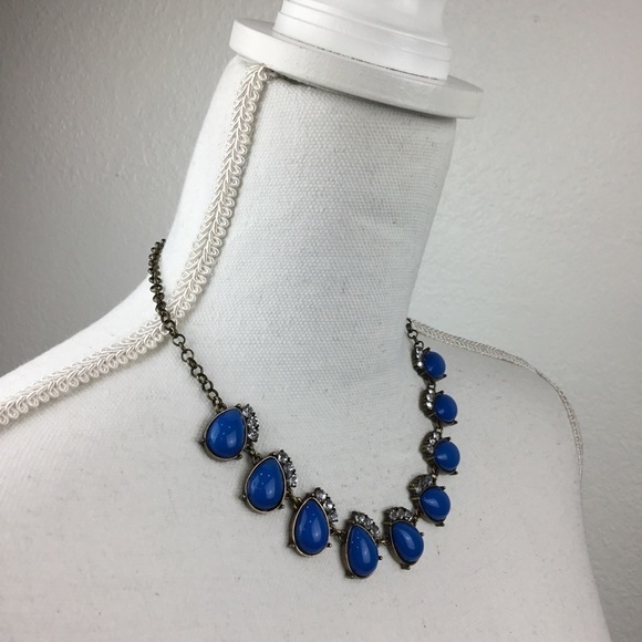 𝅺J. Crew Royal Cobalt Blue Teardrop Necklace - Picture 2 of 3